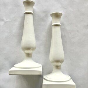Red-Cliff White Ironstone Candlesticks.